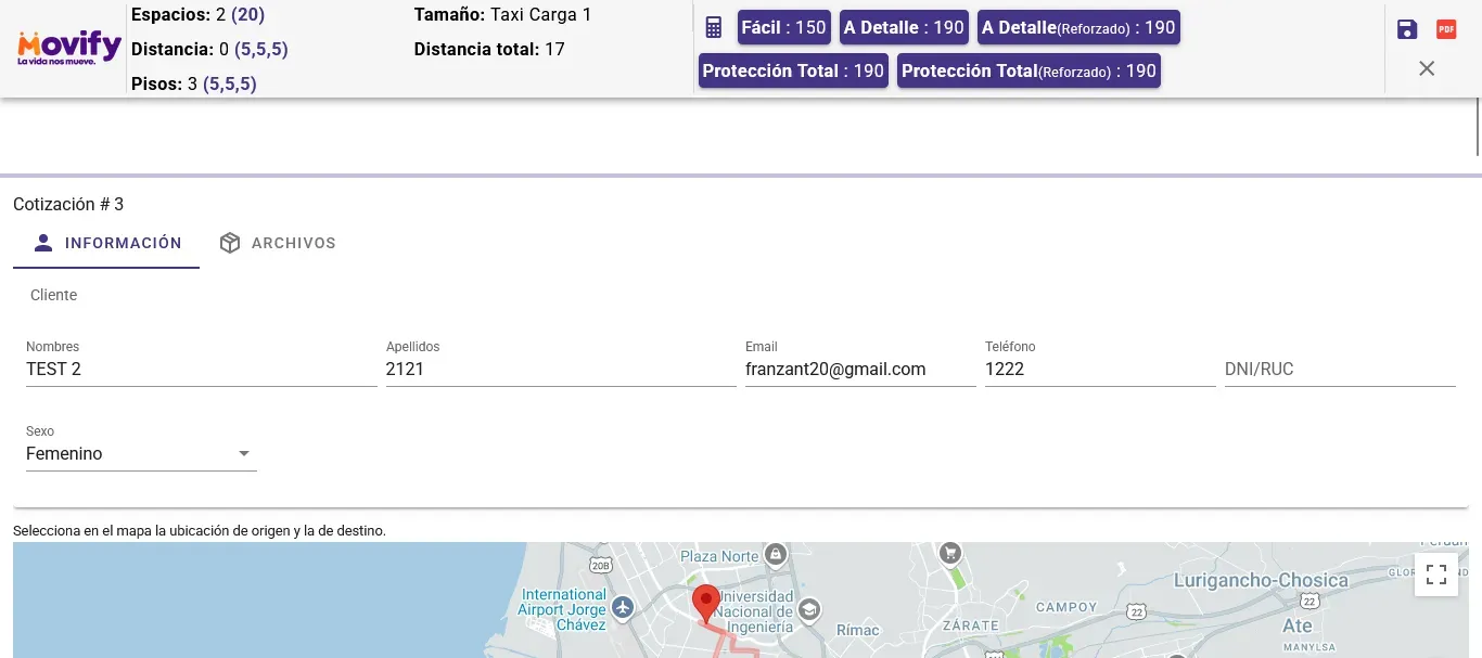 Customer information in quotation