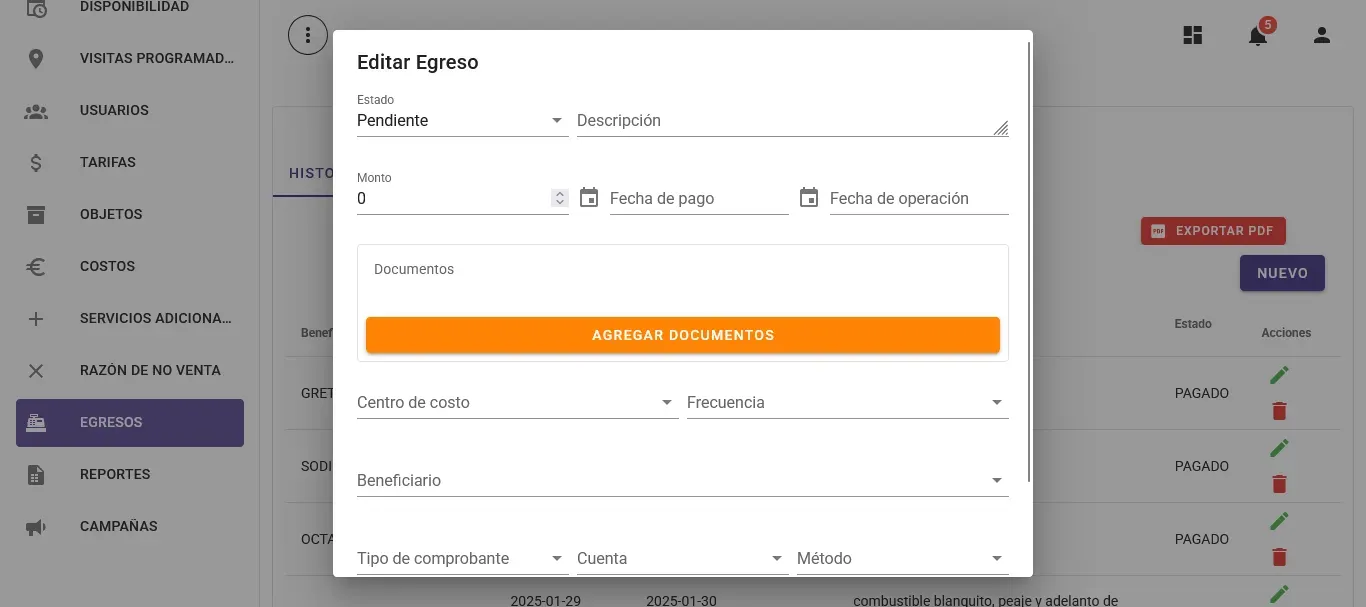 Expense Editing Modal