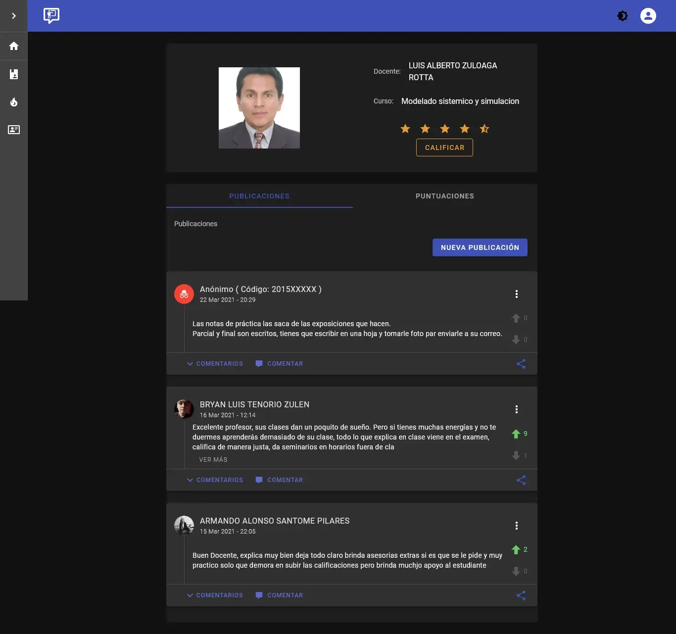 Which Professor - Teacher Course Profile